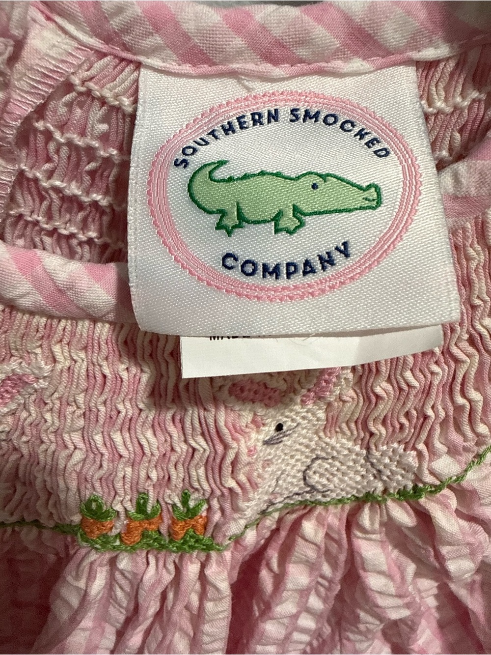Southern Smocked Company Bunny Smocked Dress 6M | Easter Pink Gingham Outfit - Picture 4 of 5
